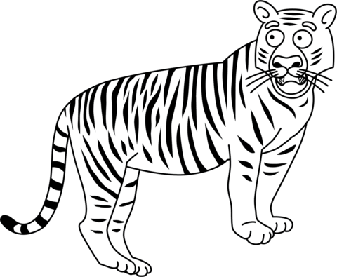 Funny Tiger Coloring Page